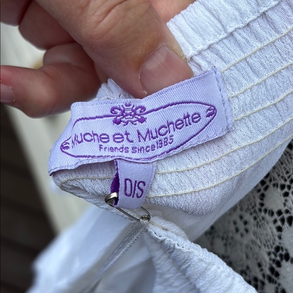 Anthropologie/MUCHE ET MUNCHETTE LADIES White Ruffled Tiered Off-Shoulder Dress - Picture 6 of 12